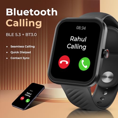 beatXP Marv Aura 1.83” HD Display Bluetooth Calling Smart Watch, Metal Body, 240 * 284 px, 500 Nits, 60 Hz Refresh Rate, 100+ Sports Modes, 24x7 Health Tracking, IP67 (Black)