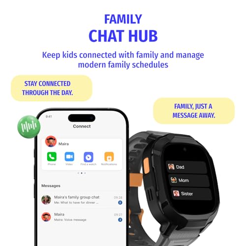 Noise Junior Explorer 2 Smart Watch for Kids with 4G SIM Compatible, 2-Way Video & Voice Calling, Geofencing, Real Time Location Monitoring via Google Maps, IP68, SOS Emergency Alerts (Lava Blast)