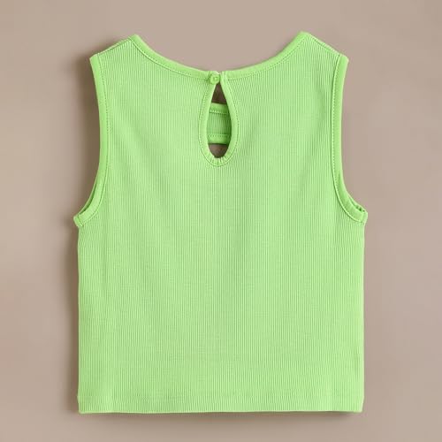 Hopscotch Girls Sleeveless Green Graphic Print Jogger Set For Ages (9-10 Years)