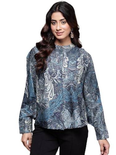 Ritu Kumar Blue Paisley Full Sleeve Top