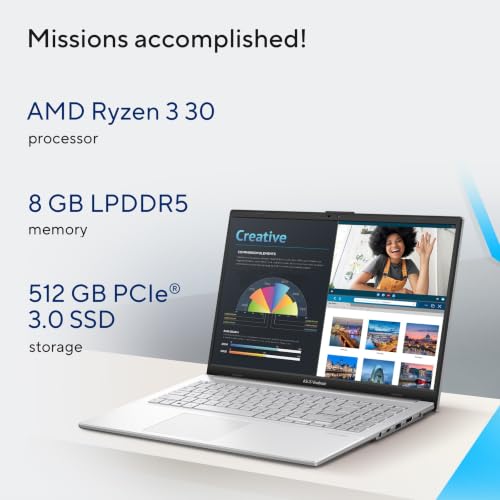 ASUS Vivobook Go 15 (2026),AMD Ryzen 3 30 Processor,AMD Radeon iGPU,8GB RAM,512GB SSD,FHD,15.6"(39.6 cm),Windows 11,M365 Basic(1Y),Office 2024,Cool Silver,1.63 Kg,E1504FA-BQ5709WS,Thin & Light Laptop