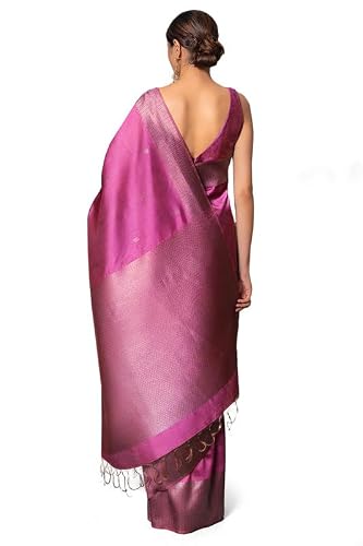 Soch Womens Purple Tussar Woven Design Saree With Tassels