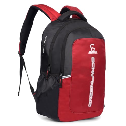 GREENLANDS Torpedo office Backpack– 35 Ltr Capacity | 17 Inch Laptop |Water-Resistant Bag | Padded & Adjustable Strap | Men & Women For Business Professionals & College Students - Red