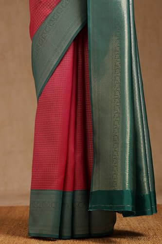 Soch Womens Pink Silk Blend Zari Woven Saree