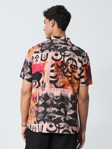 The Souled Store Harappan Motif: Men and Boys Short Sleeves Collared Neck Button Front All Over Printed Viscose Nylon Blend Regular Fit Lightweight Holiday Shirt