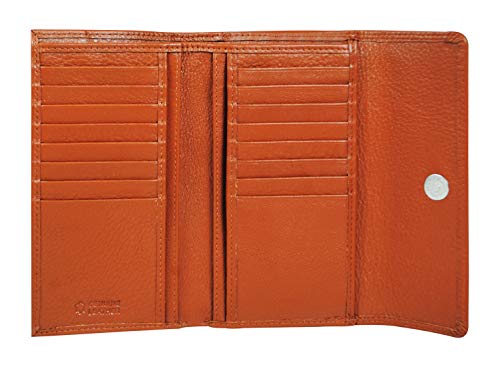 Women's Genuine Leather Wallet-Long Purse Wallet with Multiple Card Slots, Zip Pocket and Note Compartment (Brown)