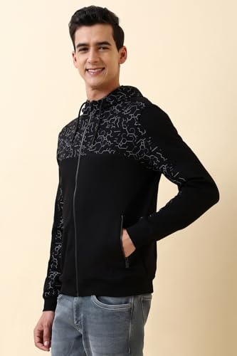Men Black Hooded Neck Full Sleeves Casual Sweatshirt