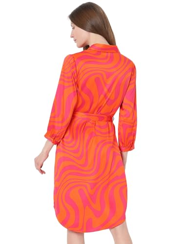 VERO MODA Women Abstract Print Orange Polyester Mini Length Regular Fit Dress