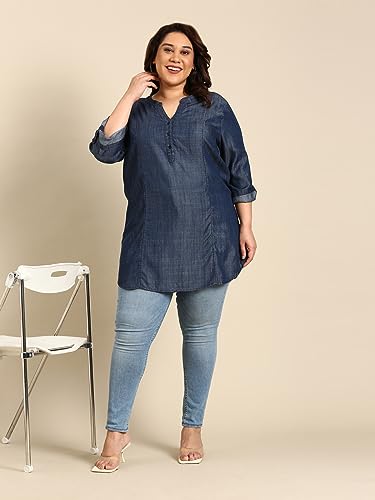 The Pink Moon Women's Regular Fit Cotton Plus Size Tunic - (TUN_MIM25K_Tencel_Tencel_4XL)