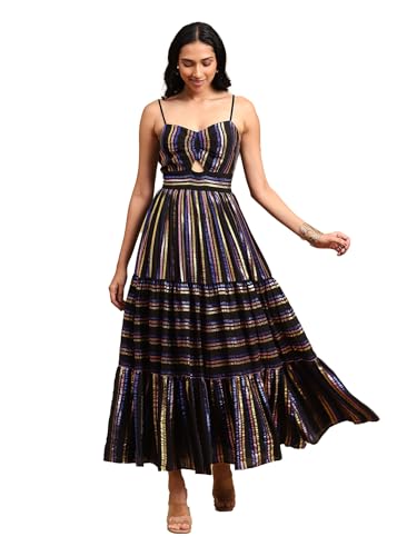 Label RITU KUMAR Black Striped Dress