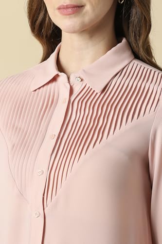 Women Pink Solid Long Sleeves Shirt