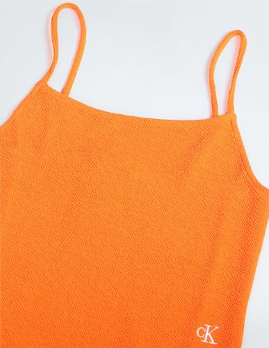 Calvin Klein Women Orange Square Neck Shoulder Strap Solid Polyester Pull On Strappy Bodycon Dress (XL)