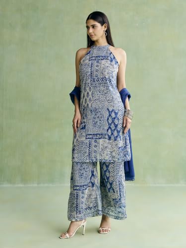 Aarke Ritu Kumar Blue Patchloom Kurta With Pant And Dupatta