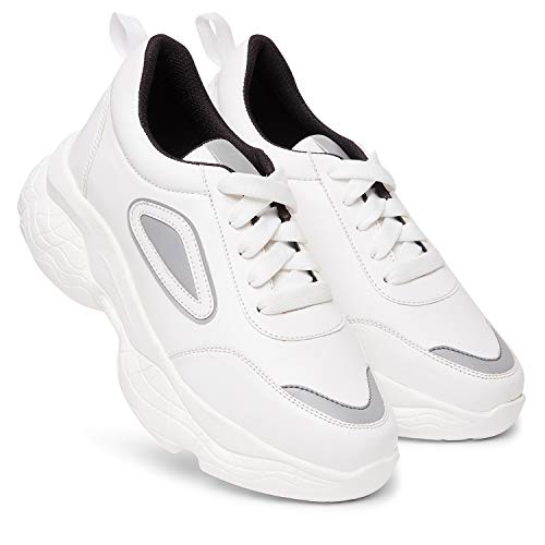 Longwalk Women and Girls Sneakers, Walking Gym Running White Shoes
