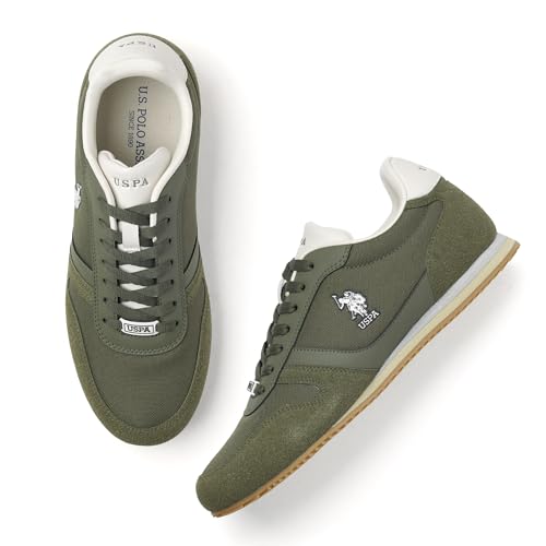 U.S. Polo ASSN. Mens |Clemt 3.0|Olive Stylish Casual Sneaker Shoes for Man, 8 UK