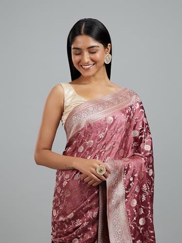 MOHEY Women's Art Silk Weave Saree with Blouse Piece(Dusty Pink)