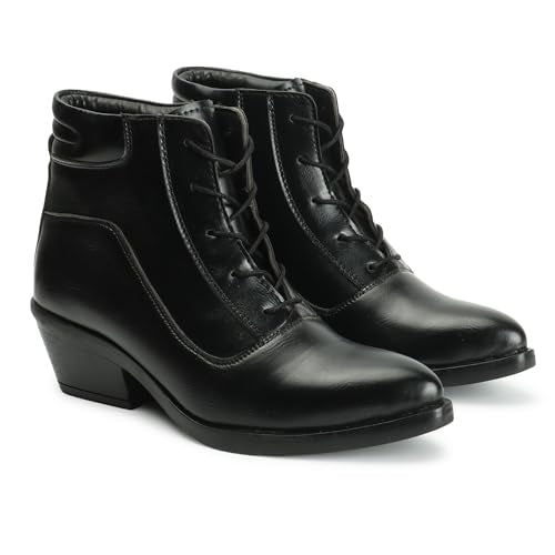 ELLE Women's Fashionable Lace-Up Boots Colour-Black, Size-UK 4