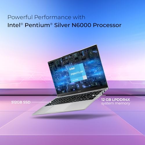 acer Aspire 3, Intel Pentium N6000, 12GB LPDDR4X RAM, 512GB SSD, HD, 15.6"/39.62cm, Windows 11 Home, Pure Silver, 1.5KG, A325-45, Thin and Light Laptop