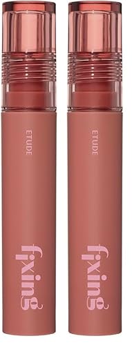 ETUDE Fixing Tint| Long Lasting High Pigmented Liquid Lipstick |Waterproof Lightweight Matte Finish Lip Stain| Full Coverage| #12 Salmon Brick-4g (Pack of 2)