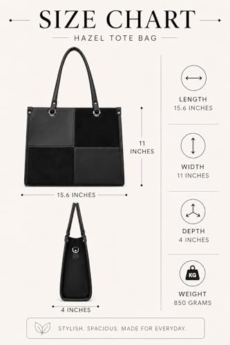 Pramadda Pure Luxury Hazel tote bags for women office use | Handbags for women stylish | tote bag for college use and daily travel needs | Suede Luxe Tote Bag. (Classic Black)