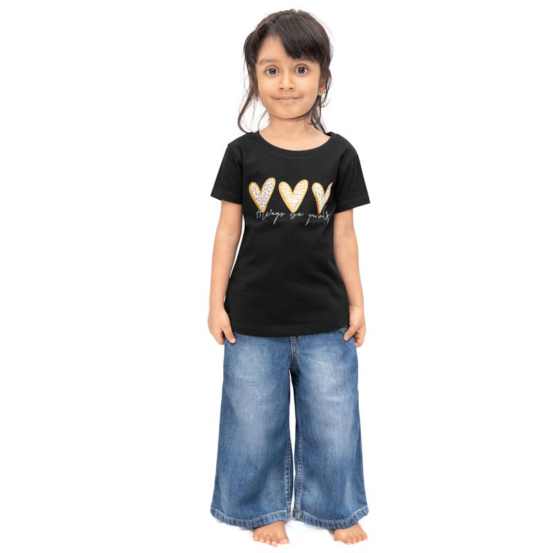 ARIEL Girl's Regular Fit Half Sleeve Tshirts Set of 5 (AR-G-HTop-P5-1516-Set7_Multicolour_15-16 Years)