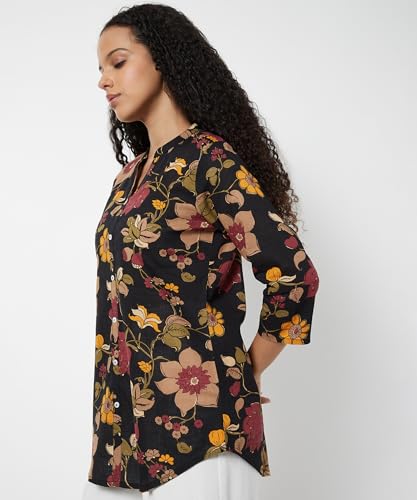 Max Women Floral Print Kurti(Black_M)