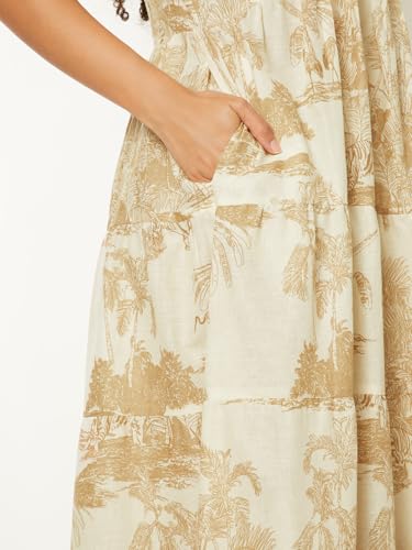 Max Women's Cotton A-Line Below The Knee Dress (DS511003_Off White