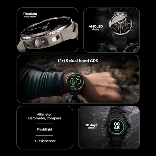 Noise Endeavour Pro Outdoor Rugged Military Smart Watch, Titanium Alloy Bezel, Dual-Band GPS, 164ft Water Resistance, 28 Days Battery on Standby, AI Companion, for iOS & Android (Driftstone Beige)