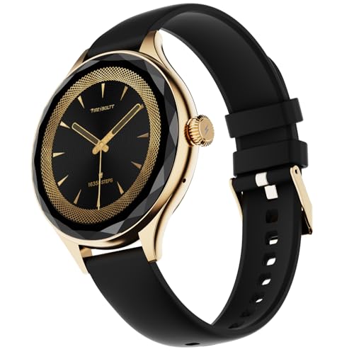 Fire-Boltt Phoenix Aura Women Smart Watch with 1.26” Diamond-Cut HD Display, Rotating Crown, Wireless Charging, Bluetooth Calling, Voice Assistant, 120+ Sports Modes - Carbon Black