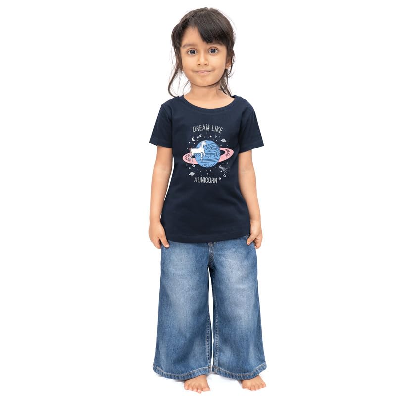 Real Basics Cotton Regular Fit Half Sleeve Cotton T-Shirts for Girls Pack of 3 (RB-G-HTop-P3-78-KEPSMILNG_SATRN_BOQUE)