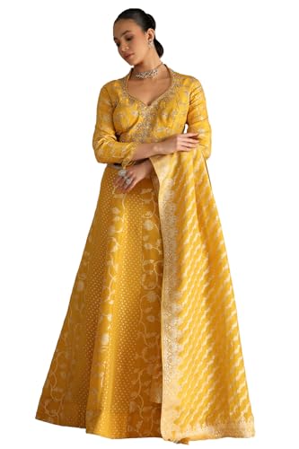 Soch Women's Viscose Lehenga Choli (OWS5CD21806_Yellow_M)