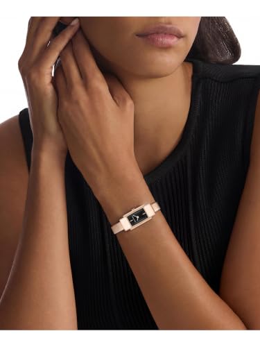 Calvin Klein Moderne Qtz Basic Mini Black Color Rectangle Dial Women's Watch | Ionic Plated Rose Gold Steel Material | Bangle Watch - 25100183