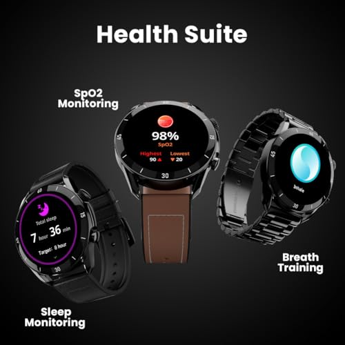 Fire-Boltt Legacy Luxury Smartwatch | 1.43" AMOLED Display with Always On | Bluetooth Calling & Voice Assistant | IP68 Water Resistant | Health & Fitness Tracker with 110+ Sports Modes (Black SS)
