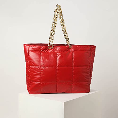 Haute Sauce Women red quilted tote bag (HSHB1264)