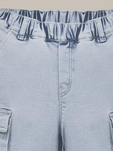 Cherry Crumble Blue Solid Denim Day Wear Regular Summer Jeans for Girls