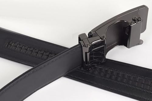 WildHorn Men's Genuine Leather Belt for Men| Premium Auto-Lock Buckle | Adjustable up to 48” | Formal & Casual Wear | Micro-Adjust Fit | Stylish Gift Box Included (Phantom Black)
