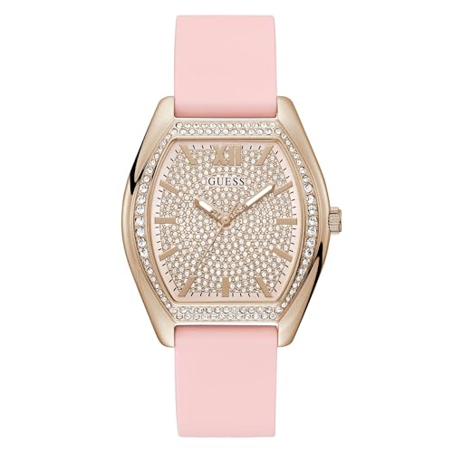 GUESS Silicone Women 39.5 Mm Pink Dial Analog Watch- U1407L2M