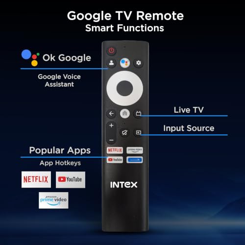 Intex 32 Inch Frameless HD Ready Smart Google TV | Android 14 | HDR10 | Dolby Audio | A+ Grade ADS Panel | 24W Speakers | Voice Control | Chromecast Built-in | Dual Band Wi-Fi | 280 Nits I LED-GV3207