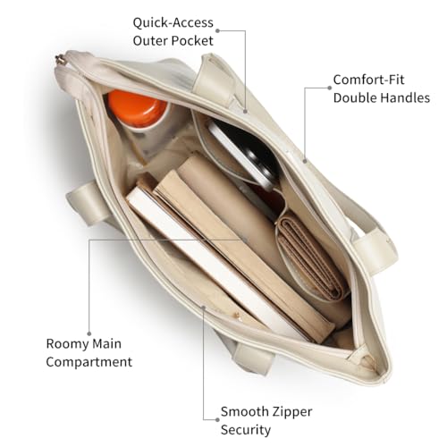 Fastrack Croco Crush Tote | White Faux-Leather Women's Handbag | Textured Croco Design with Gold Hardware | Double Handles, Zipper Closure & Organised Storage