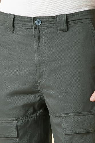 Men Olive Solid Casual Trousers