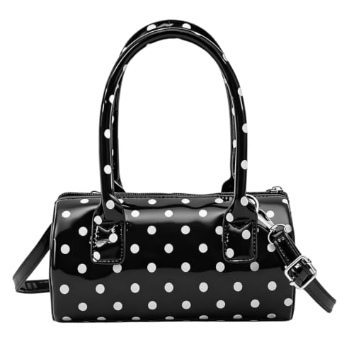 PALAY® Polka Dot Crossbody Bag Glossy Round Boston Mini Bucket Purse