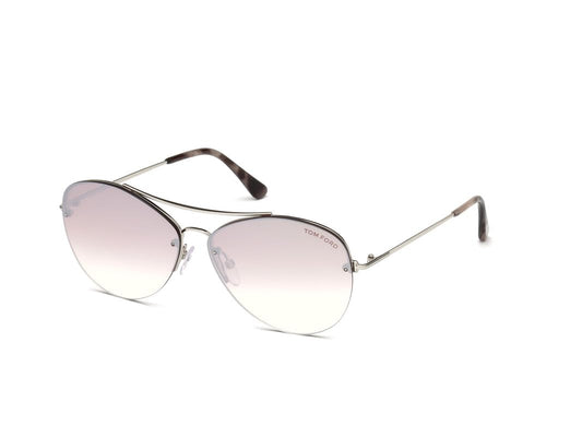 Tom Ford UV Protected Silver Aviator Half rim Sunglasses for Men - FT0566 60 18Z