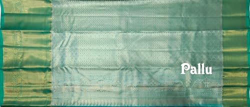 VFCollections Women's Traditional Handloom Kanchipuram Silk Pure Pattu Sarees – Peacocks Border | Rich Zari Woven Design | Bridal Saree | Unstitched Blouse (VFC688-1)
