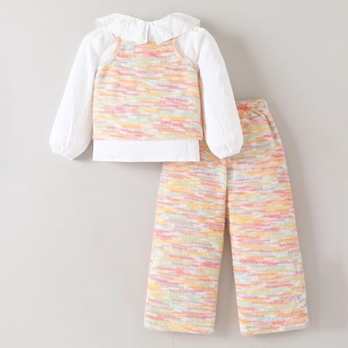 Hopscotch Girls Full Sleeves Multi 3-Pc Floral Applique Pant Set For Age (4-5 Years)