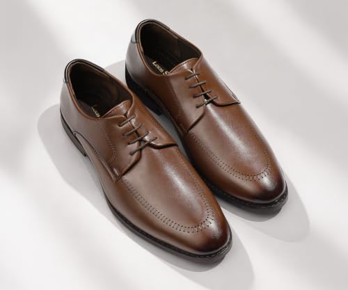LOUIS STITCH Men’s Russet Tan Formal Lace-Up Derby Shoes | Formal Lace-Up Shoes for Men | Business & Occasion Wear | LSVSWC-1 |UK-6