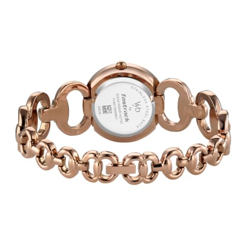 Fastrack Vyb Enigma Quartz Analog 3 Hands Green Dial Rose Gold Alloy Strap Watch for Girls - FV60159WM01W