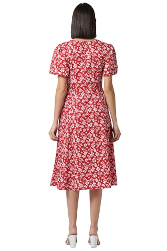 Van Heusen Women's Polyester Modern Above The Knee Dress (VWDRFRGFB78551_Red