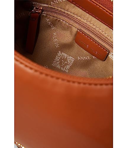 Anne Klein Convertible Crescent Shoulder Bag w/Braided Trim, Saddle, One Size