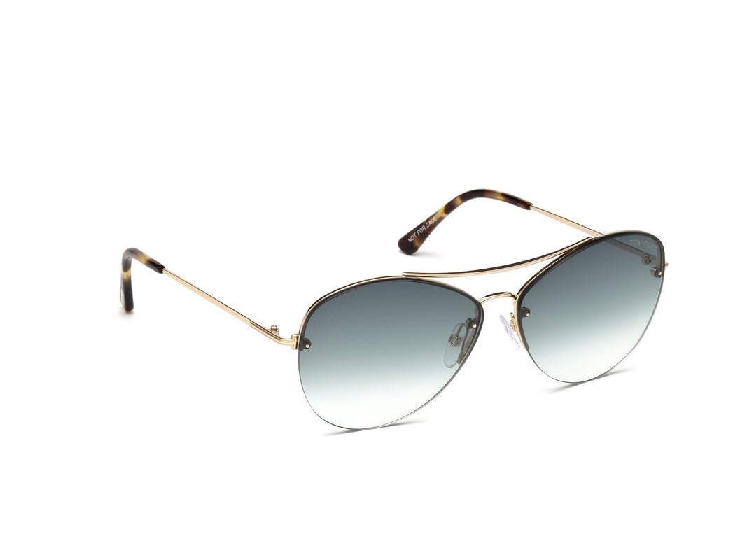 Tom Ford UV Protected Gold Aviator Half rim Sunglasses for Men - FT0566 60 28W