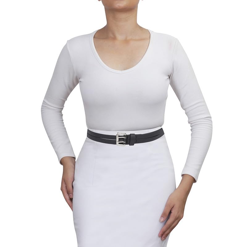 UNITED COLORS OF BENETTON Manon Women Casual Belt - Black, S 70Cm | Pin Closure | Waist Size : 26-31 | Double Prong Buckle With Pebbled Textured